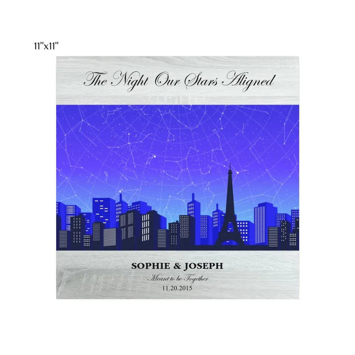 Custom Wall Art - Blue Paris Cityscape Star Map - ARTFULANE