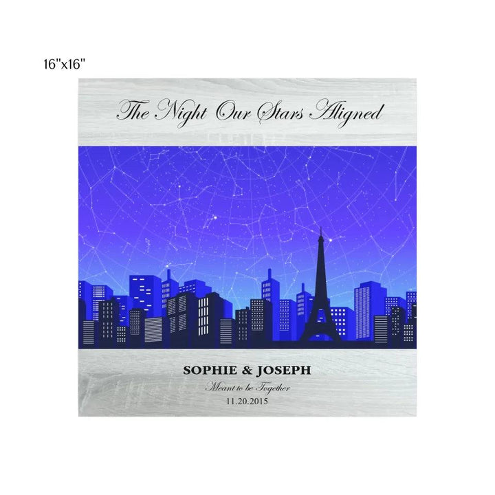 Custom Wall Art - Blue Paris Cityscape Star Map - ARTFULANE