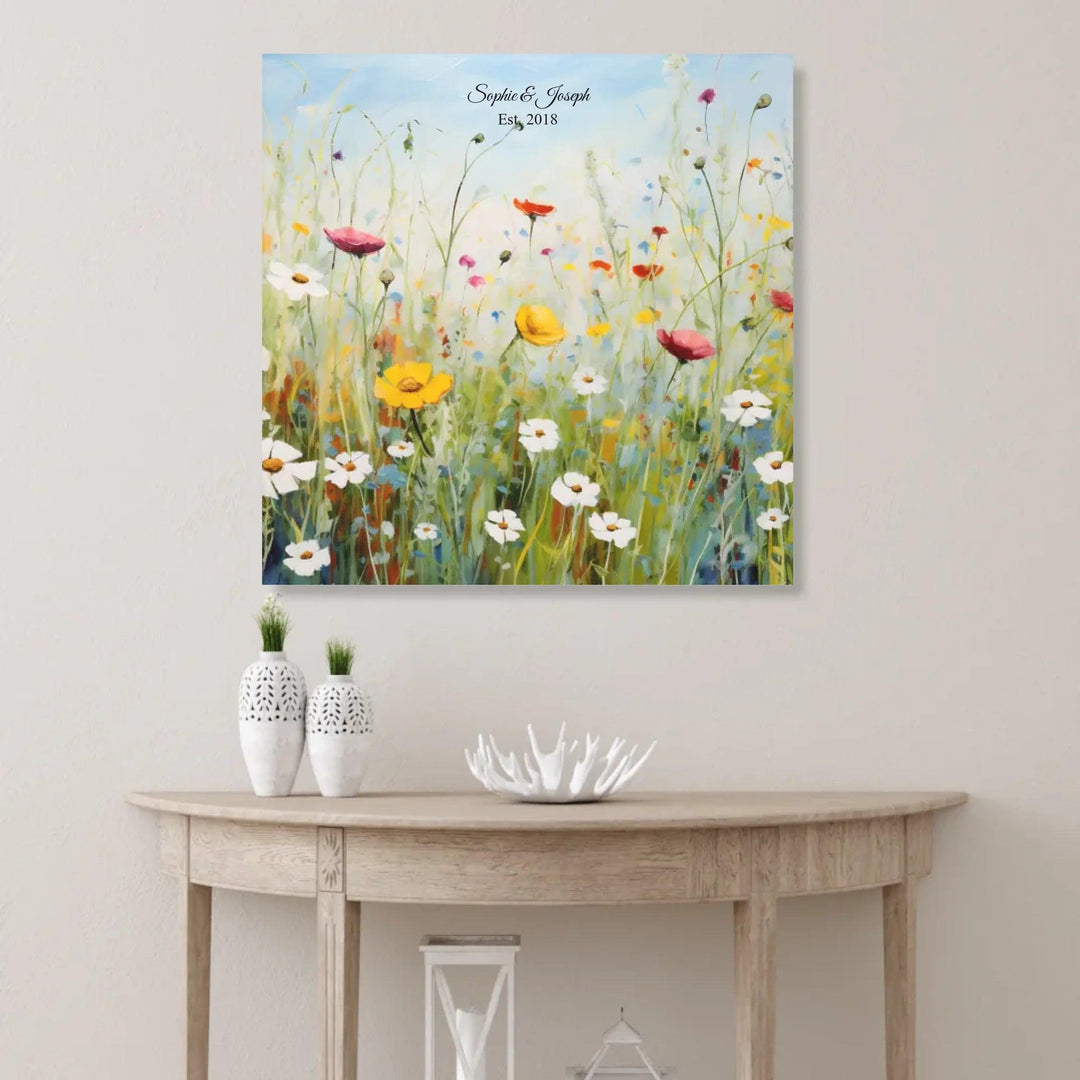 Custom Wall Art - Boho Wildflower Meadow Oil Painting - ARTFULANE