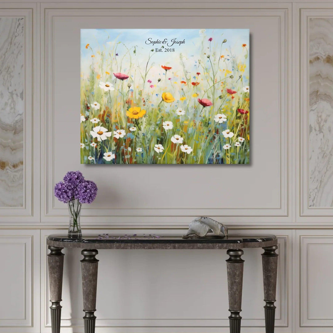 Custom Wall Art - Boho Wildflower Meadow Oil Painting - ARTFULANE
