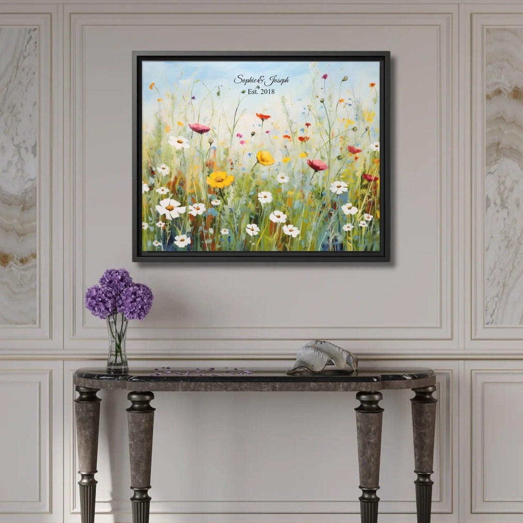 Custom Wall Art - Boho Wildflower Meadow Oil Painting - ARTFULANE