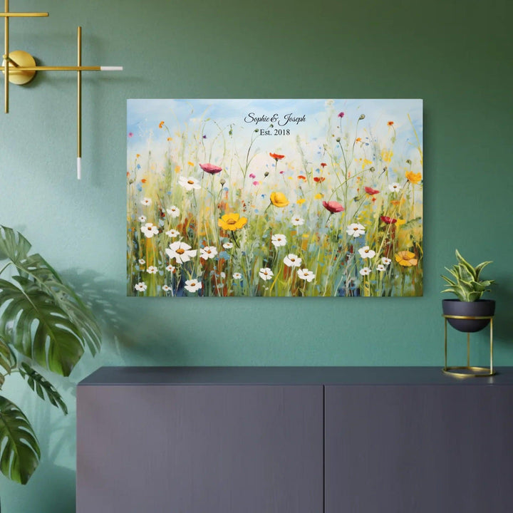 Custom Wall Art - Boho Wildflower Meadow Oil Painting - ARTFULANE