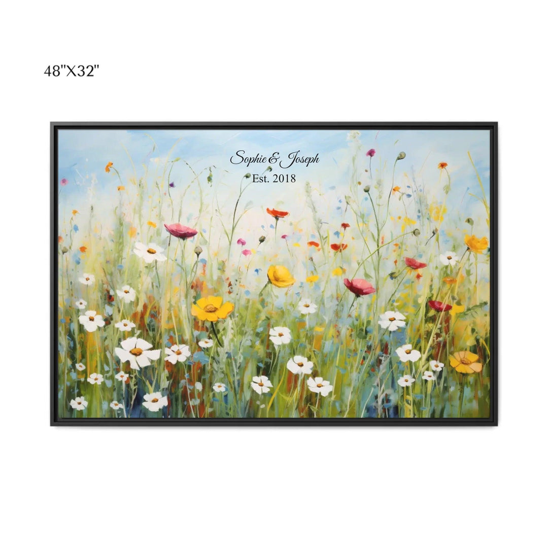 Custom Wall Art - Boho Wildflower Meadow Oil Painting - ARTFULANE
