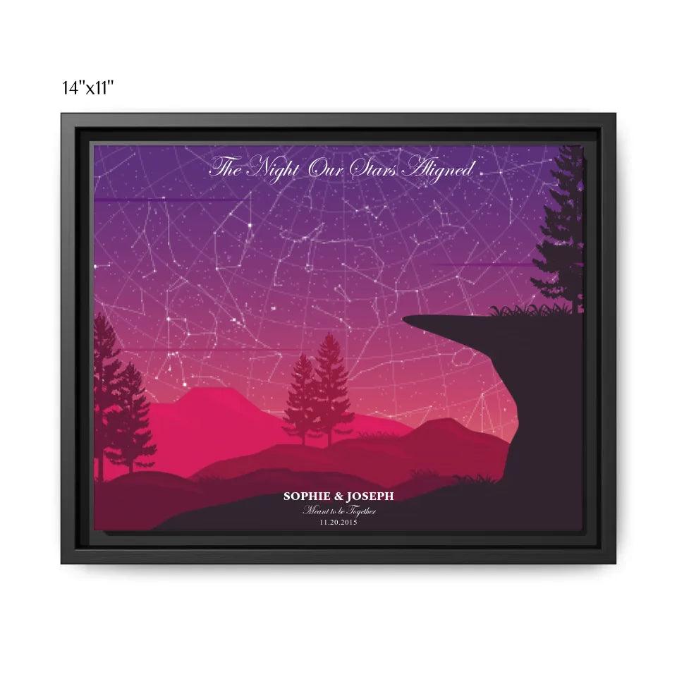 Custom Wall Art - Crimson Cliff Landscape Star Map - ARTFULANE