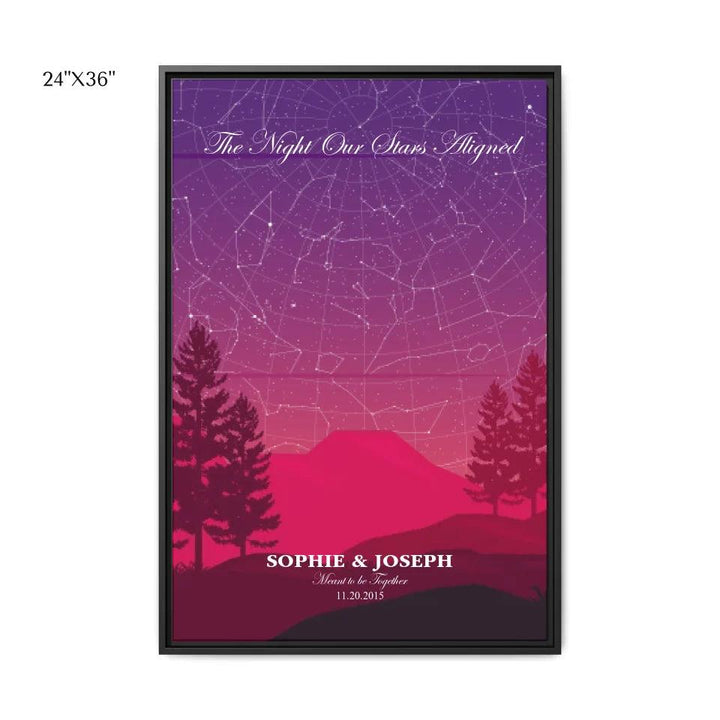 Custom Wall Art - Crimson Cliff Landscape Star Map - ARTFULANE