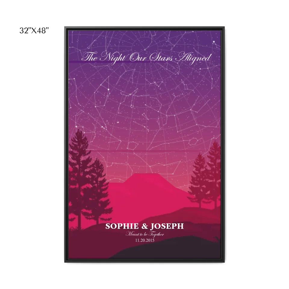 Custom Wall Art - Crimson Cliff Landscape Star Map - ARTFULANE