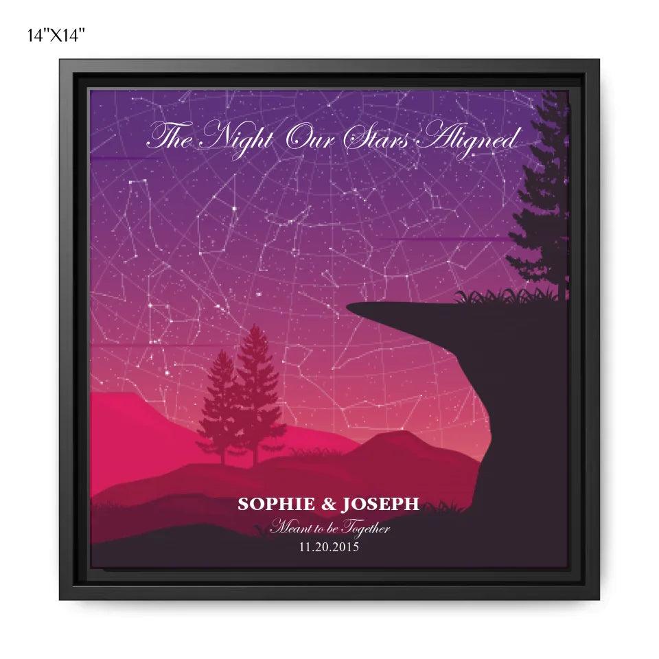 Custom Wall Art - Crimson Cliff Landscape Star Map - ARTFULANE