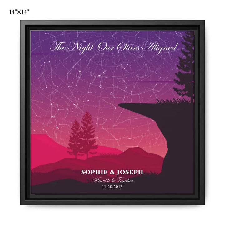 Custom Wall Art - Crimson Cliff Landscape Star Map - ARTFULANE