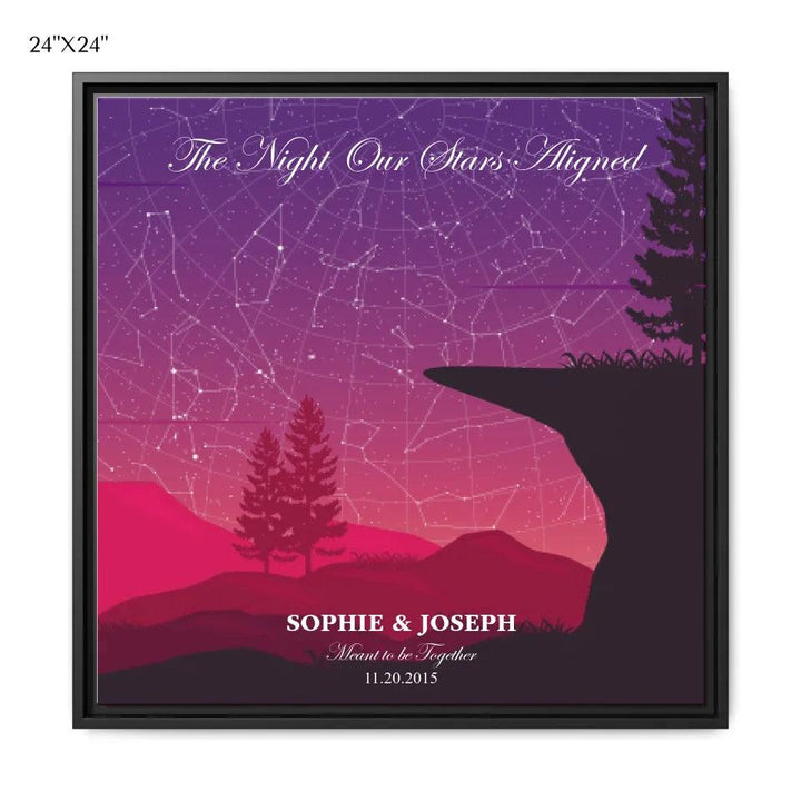 Custom Wall Art - Crimson Cliff Landscape Star Map - ARTFULANE