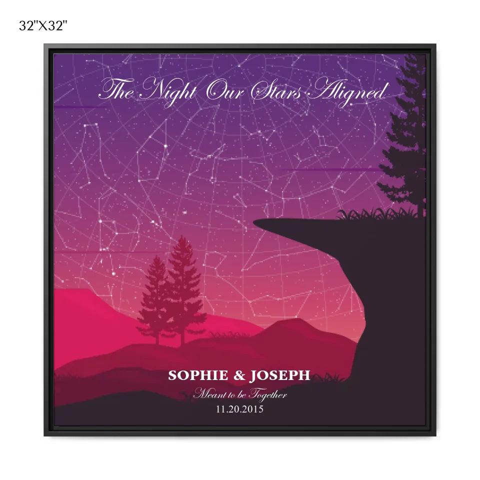 Custom Wall Art - Crimson Cliff Landscape Star Map - ARTFULANE