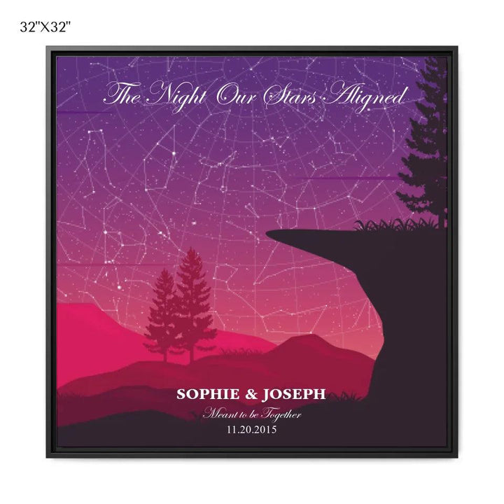 Custom Wall Art - Crimson Cliff Landscape Star Map - ARTFULANE