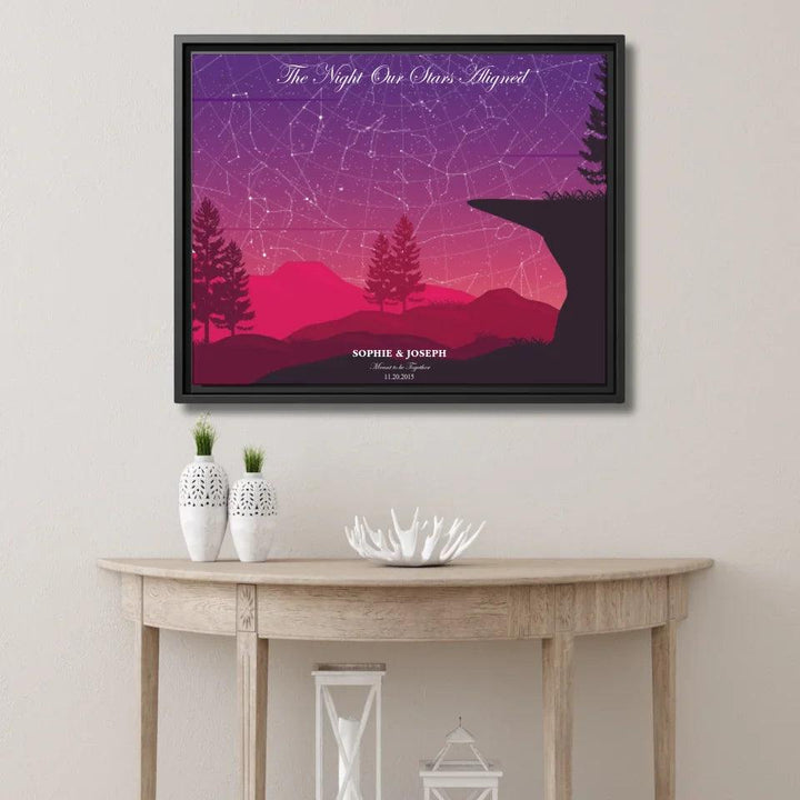 Custom Wall Art - Crimson Cliff Landscape Star Map - ARTFULANE