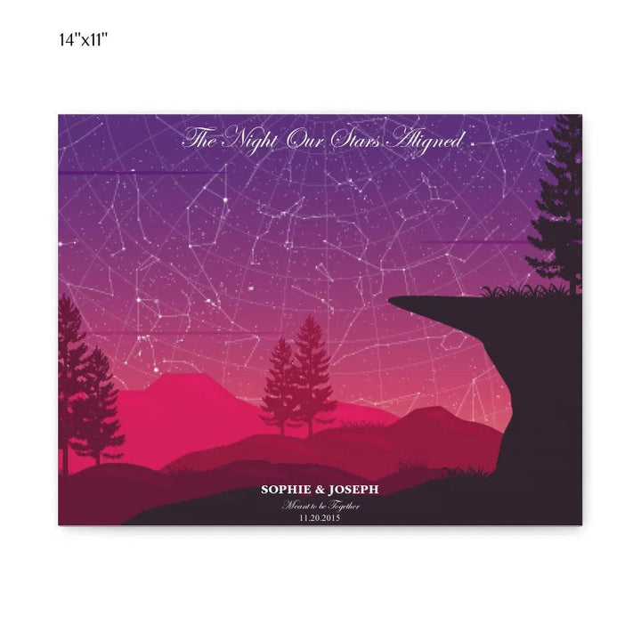 Custom Wall Art - Crimson Cliff Landscape Star Map - ARTFULANE
