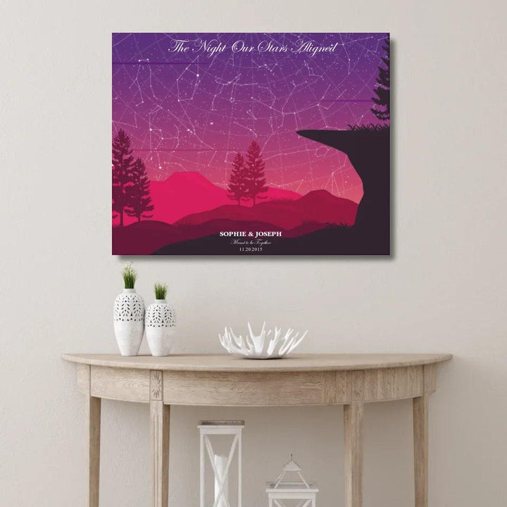 Custom Wall Art - Crimson Cliff Landscape Star Map - ARTFULANE