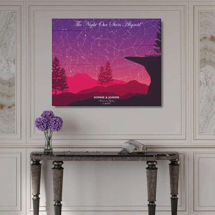 Custom Wall Art - Crimson Cliff Landscape Star Map - ARTFULANE