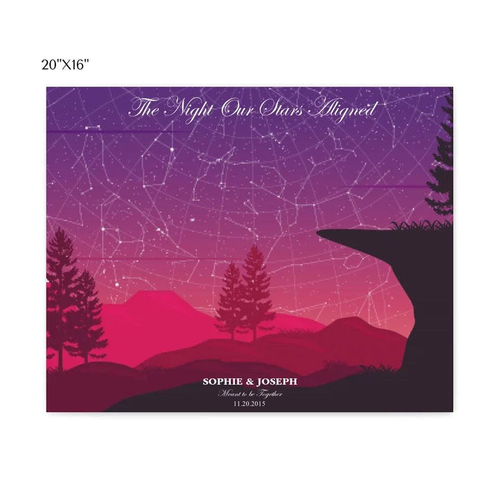 Custom Wall Art - Crimson Cliff Landscape Star Map - ARTFULANE