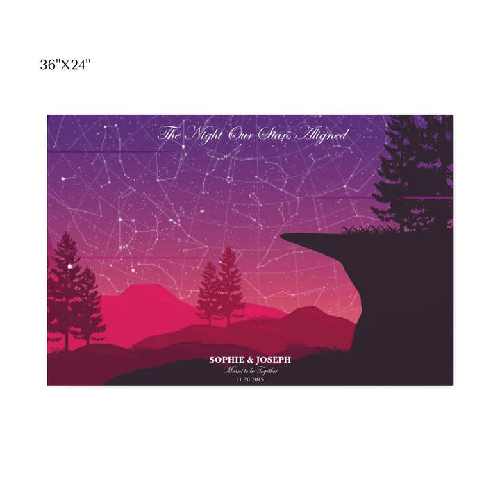 Custom Wall Art - Crimson Cliff Landscape Star Map - ARTFULANE