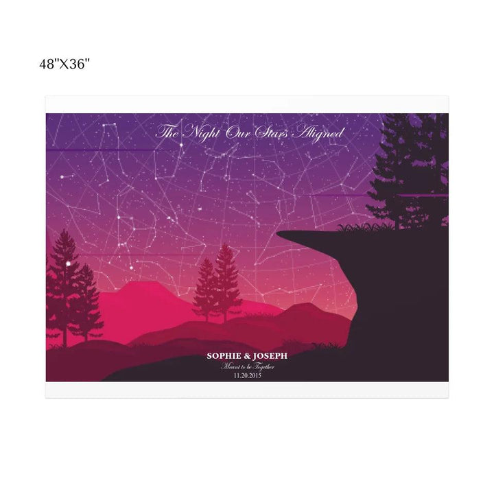 Custom Wall Art - Crimson Cliff Landscape Star Map - ARTFULANE