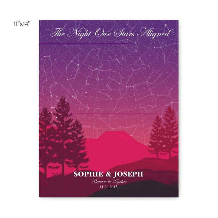 Custom Wall Art - Crimson Cliff Landscape Star Map - ARTFULANE