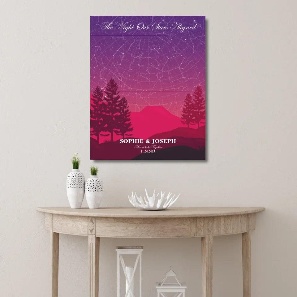 Custom Wall Art - Crimson Cliff Landscape Star Map - ARTFULANE