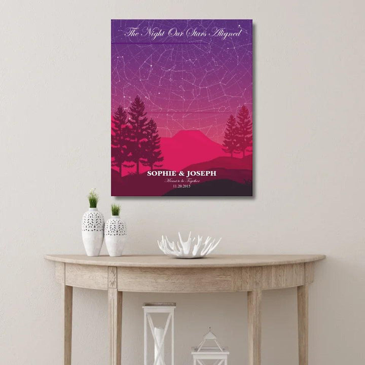 Custom Wall Art - Crimson Cliff Landscape Star Map - ARTFULANE