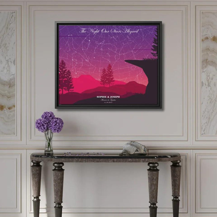 Custom Wall Art - Crimson Cliff Landscape Star Map - ARTFULANE