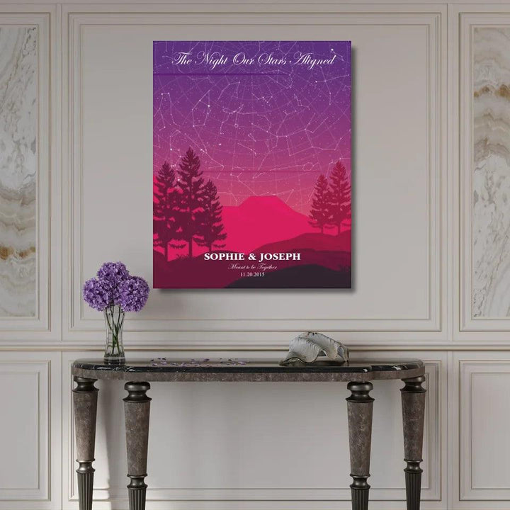 Custom Wall Art - Crimson Cliff Landscape Star Map - ARTFULANE