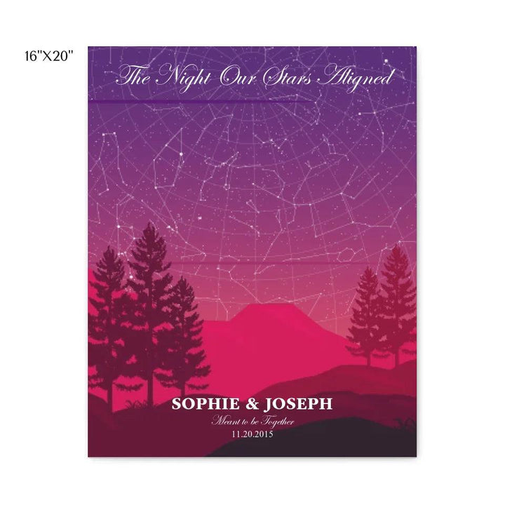 Custom Wall Art - Crimson Cliff Landscape Star Map - ARTFULANE