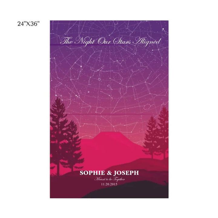 Custom Wall Art - Crimson Cliff Landscape Star Map - ARTFULANE