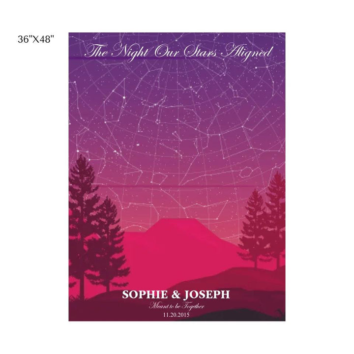 Custom Wall Art - Crimson Cliff Landscape Star Map - ARTFULANE