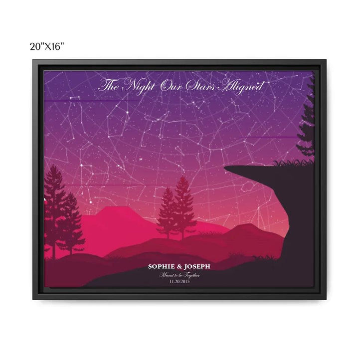 Custom Wall Art - Crimson Cliff Landscape Star Map - ARTFULANE