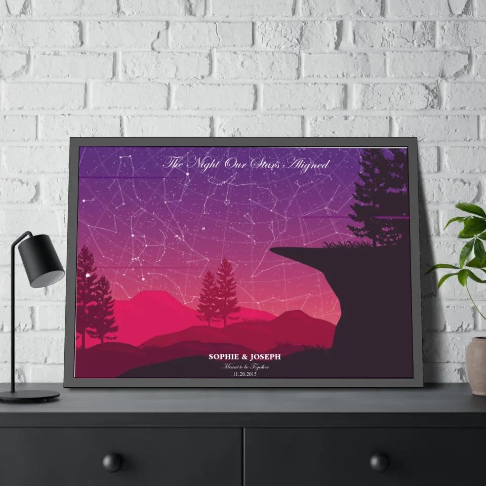 Custom Wall Art - Crimson Cliff Landscape Star Map - ARTFULANE