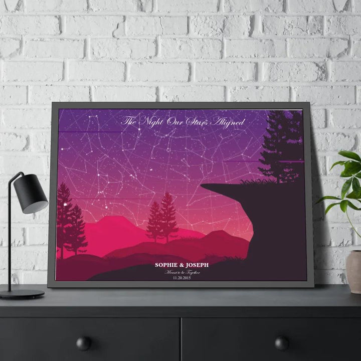 Custom Wall Art - Crimson Cliff Landscape Star Map - ARTFULANE