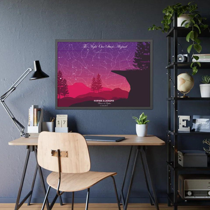 Custom Wall Art - Crimson Cliff Landscape Star Map - ARTFULANE