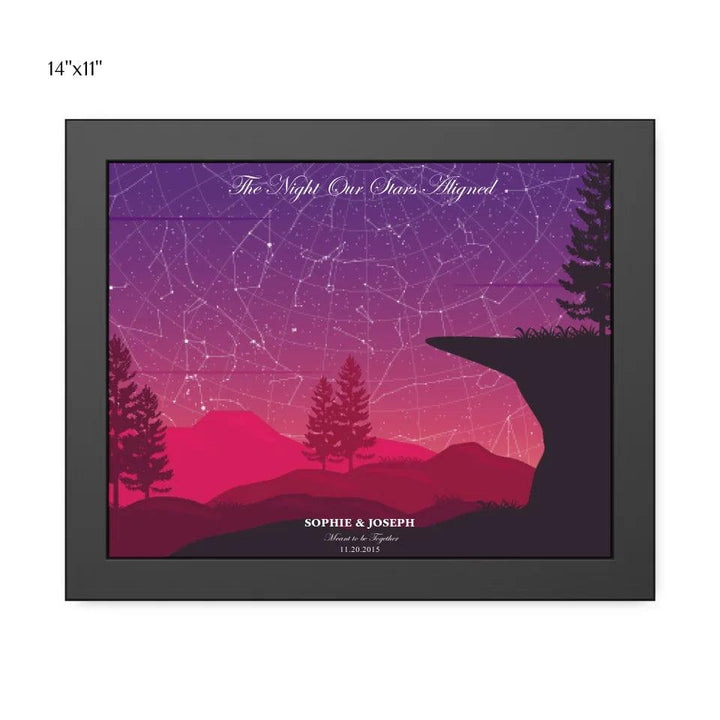 Custom Wall Art - Crimson Cliff Landscape Star Map - ARTFULANE