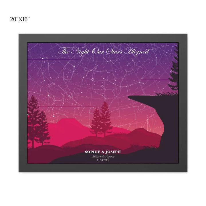 Custom Wall Art - Crimson Cliff Landscape Star Map - ARTFULANE