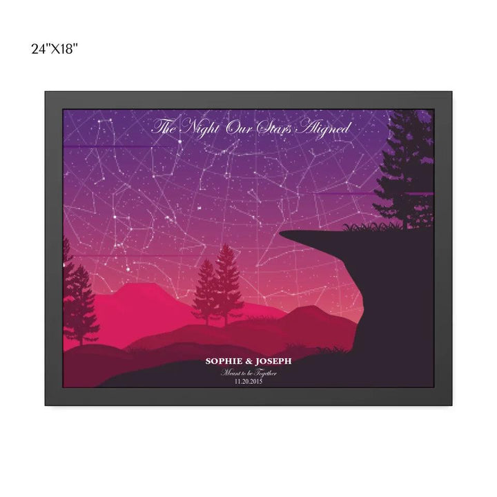 Custom Wall Art - Crimson Cliff Landscape Star Map - ARTFULANE