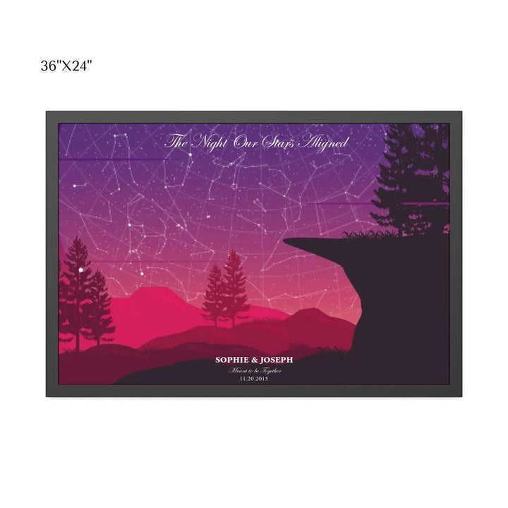 Custom Wall Art - Crimson Cliff Landscape Star Map - ARTFULANE