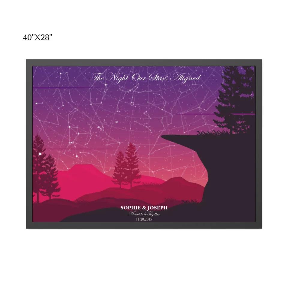 Custom Wall Art - Crimson Cliff Landscape Star Map - ARTFULANE