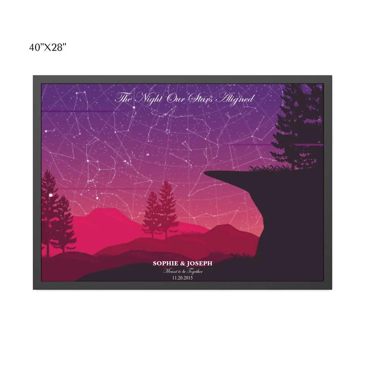 Custom Wall Art - Crimson Cliff Landscape Star Map - ARTFULANE