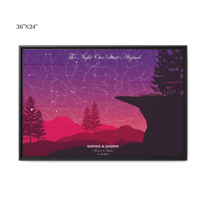Custom Wall Art - Crimson Cliff Landscape Star Map - ARTFULANE