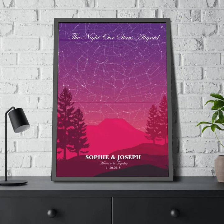 Custom Wall Art - Crimson Cliff Landscape Star Map - ARTFULANE