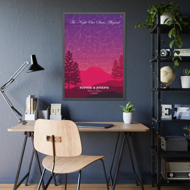 Custom Wall Art - Crimson Cliff Landscape Star Map - ARTFULANE