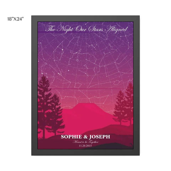 Custom Wall Art - Crimson Cliff Landscape Star Map - ARTFULANE