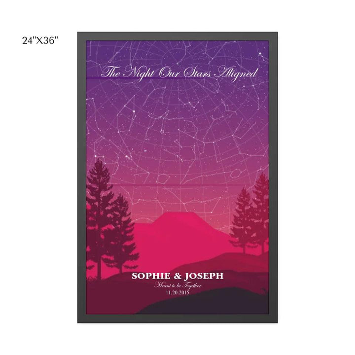 Custom Wall Art - Crimson Cliff Landscape Star Map - ARTFULANE