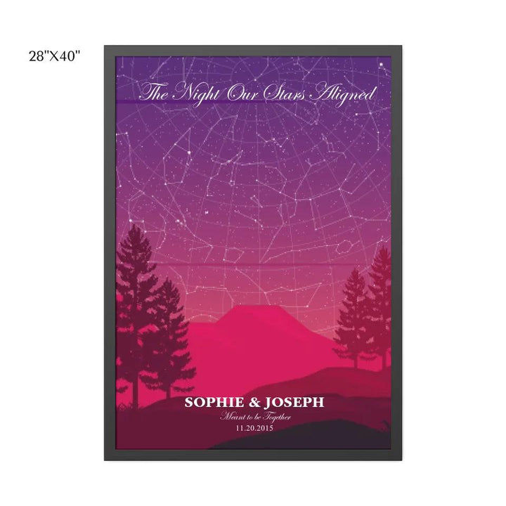 Custom Wall Art - Crimson Cliff Landscape Star Map - ARTFULANE