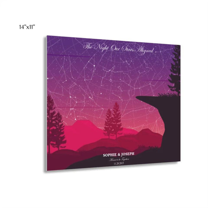 Custom Wall Art - Crimson Cliff Landscape Star Map - ARTFULANE