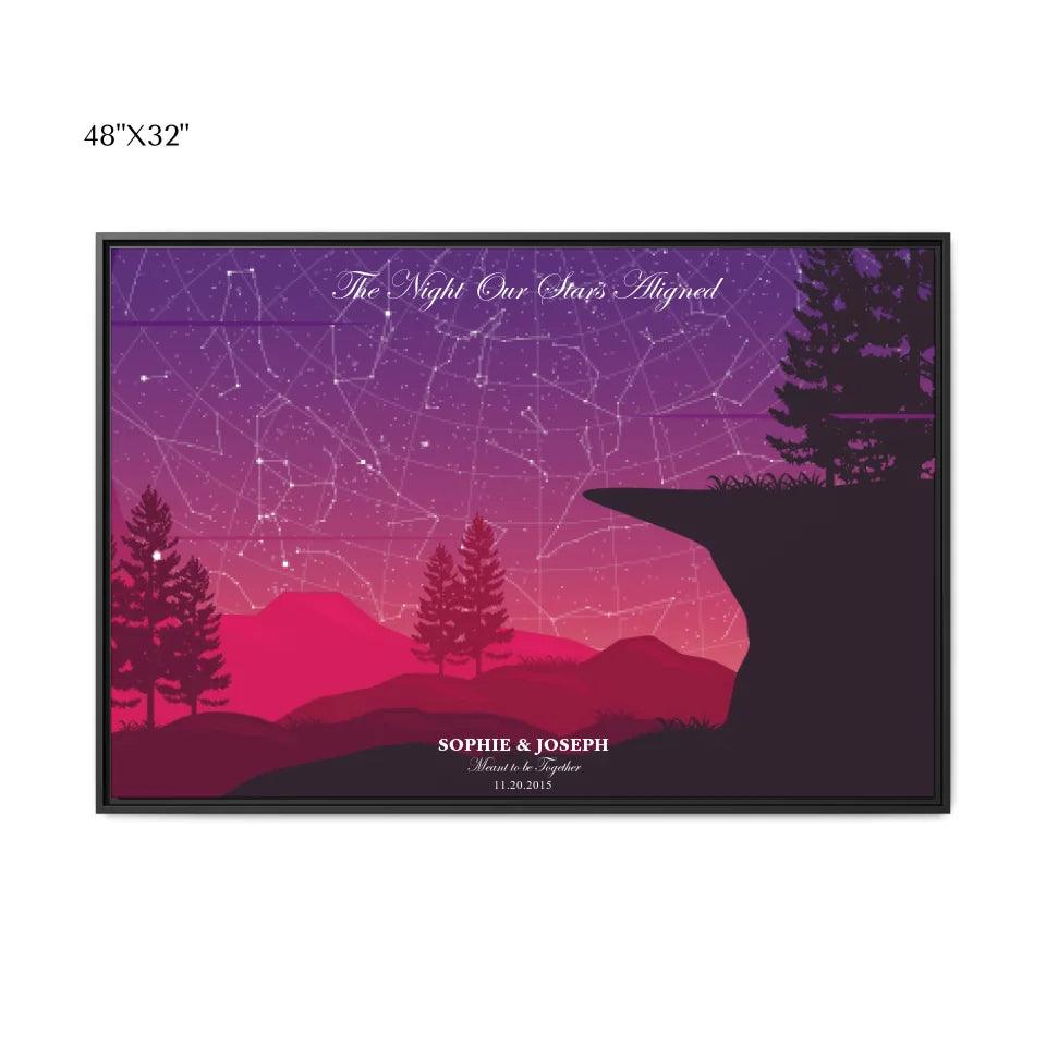 Custom Wall Art - Crimson Cliff Landscape Star Map - ARTFULANE