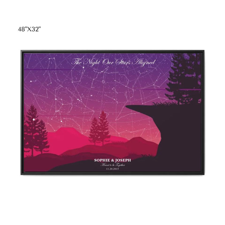 Custom Wall Art - Crimson Cliff Landscape Star Map - ARTFULANE