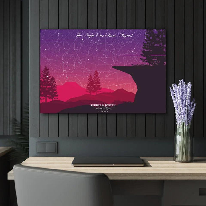 Custom Wall Art - Crimson Cliff Landscape Star Map - ARTFULANE